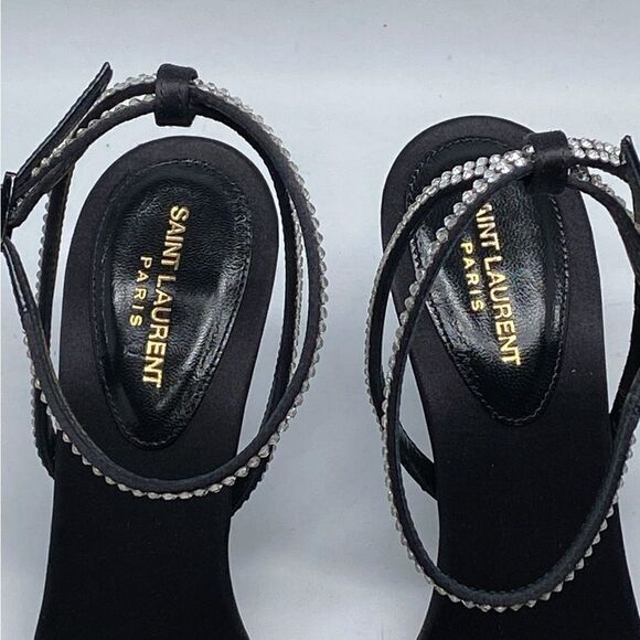 SAINT LAURENT Gippy 90 Crystal Embellished Sandals - Picture 10 of 14